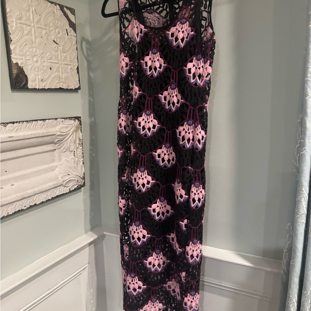 Anthropologie Delfi Collective sheer lace crotchet  Midi Dress NWT